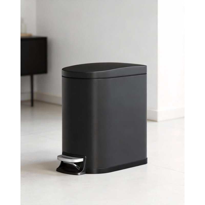 Poubelle mince 13 gallons / 50 L, couvercle à fermeture douce, Noir