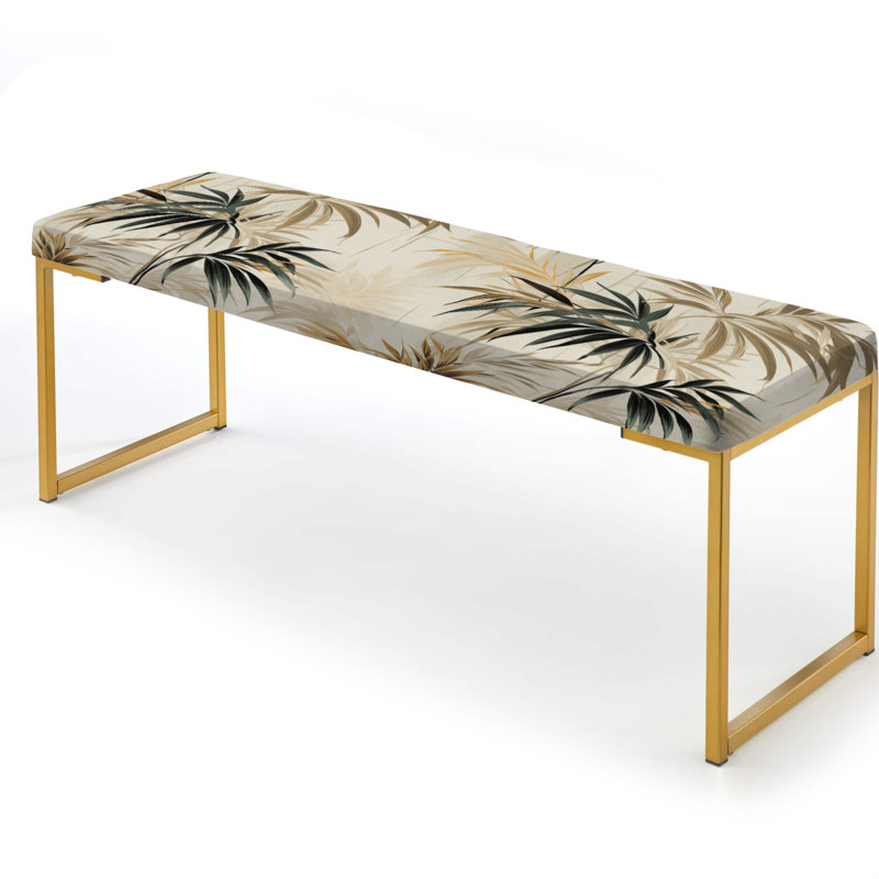 Banc floral rembourré or, Driftwood Zen Tropical Pattern