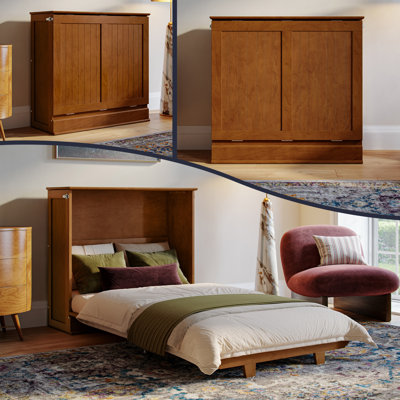 Lit escamotable Winthrop en bois avec matelas de 10 cm