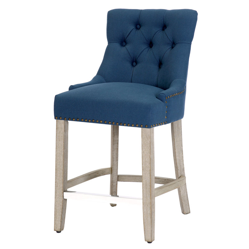Tabouret Wren, Bleu sarcelle, Gris antique / argent, Tabouret de bar (siège d'une hauteur de 29 po)