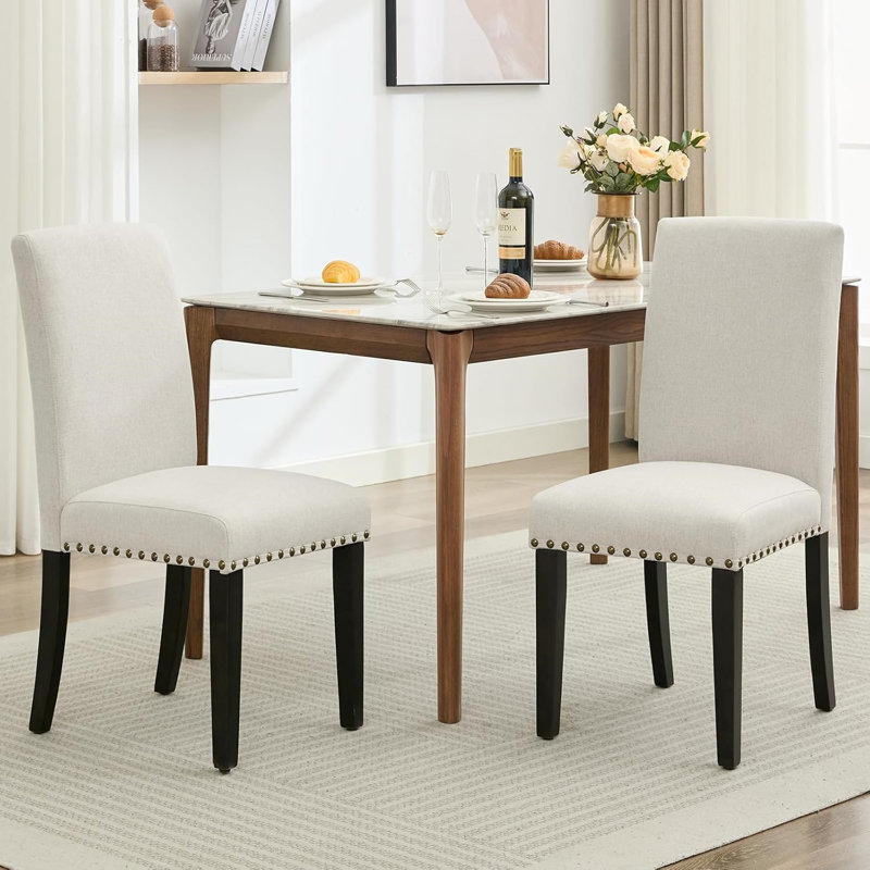 48.26cm H Solid Wood Side Chair, Beige, Black