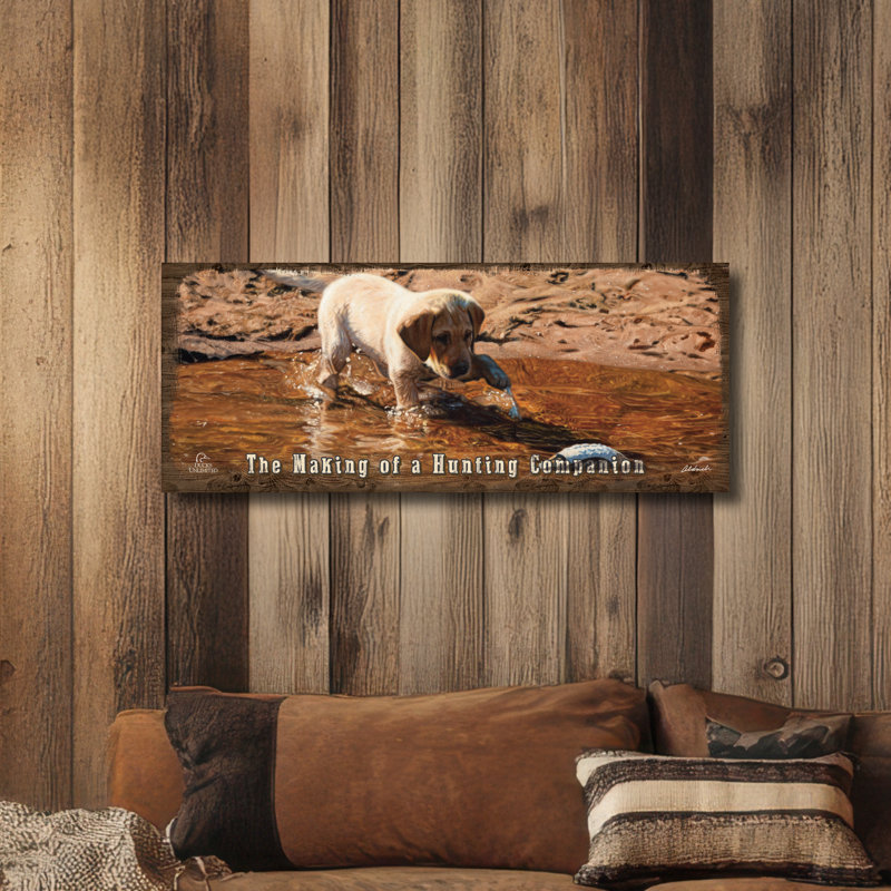 Piddle Paddle Pup, 12" x 30", Panneau, La fabrication d'un compagnon de chasse