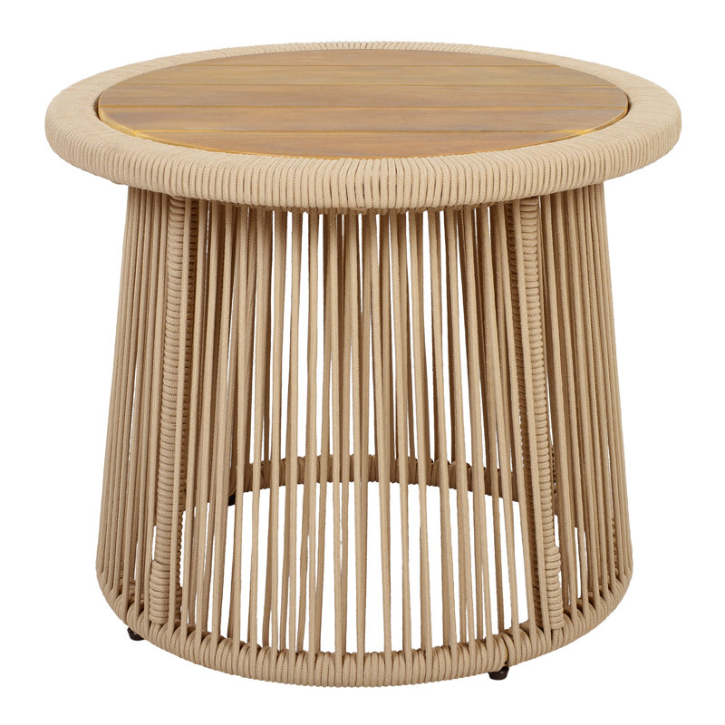 Table d'appoint Arbora Modern Coastal Conical, Natural Top/Light Beige Base