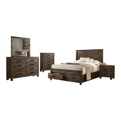 Genovera Rustic Golden Brown 5-Piece King Bedroom Set
