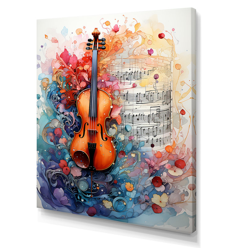 «Brown and Blue Classic Violin Music», Toile tendue, H 20 po x l 12 po x P 1 po