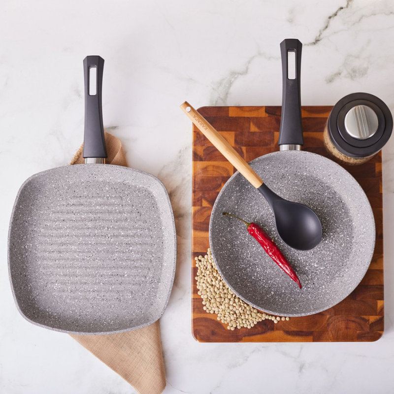 Karaca Gris Biogranite 2-Piece Non-Stick Pan Set, Grey