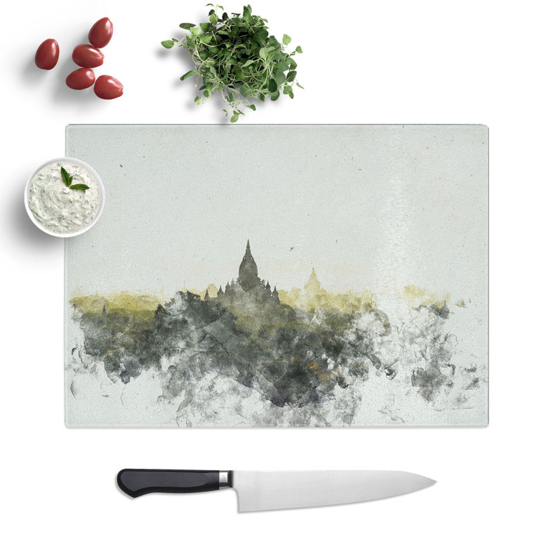 Tempered Glass Old Bagan in Myanmar Chopping Board, 28.5 cm x 39 cm