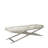 Cayden Leather Upholstered Tufted Gray Bench with Silver Diagonal Base