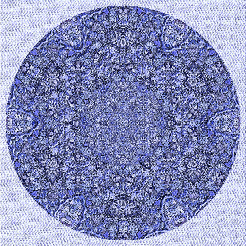 Tapis floral en laine mauve, Carré 5 pi
