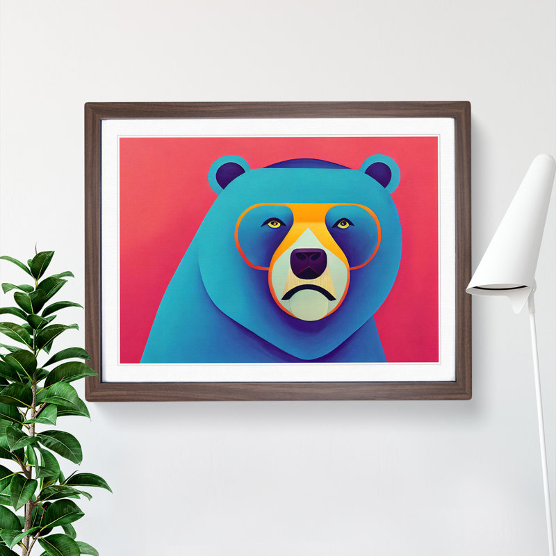 Cool Bear - Framed Print, 34cm H x 46cm W x 2cm D, Walnut