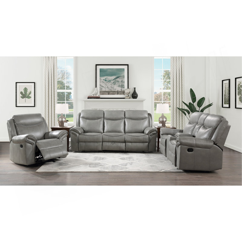 Ensemble de canapé inclinable 3 pièces gris