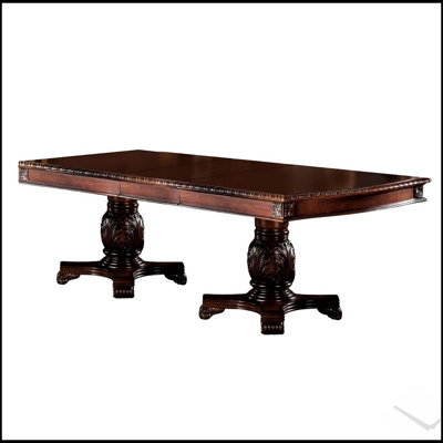 Chateau Cherry Finish De Ville Dining Table with Removable Extension Leaf for Flexible Seating and Elegant Design