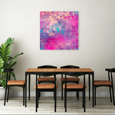 Vibrant Geometric Triangles Abstract Colorful Geometric Lilac Violet Wall Art Print 1 Piece Wrapped Canvas Wall Art