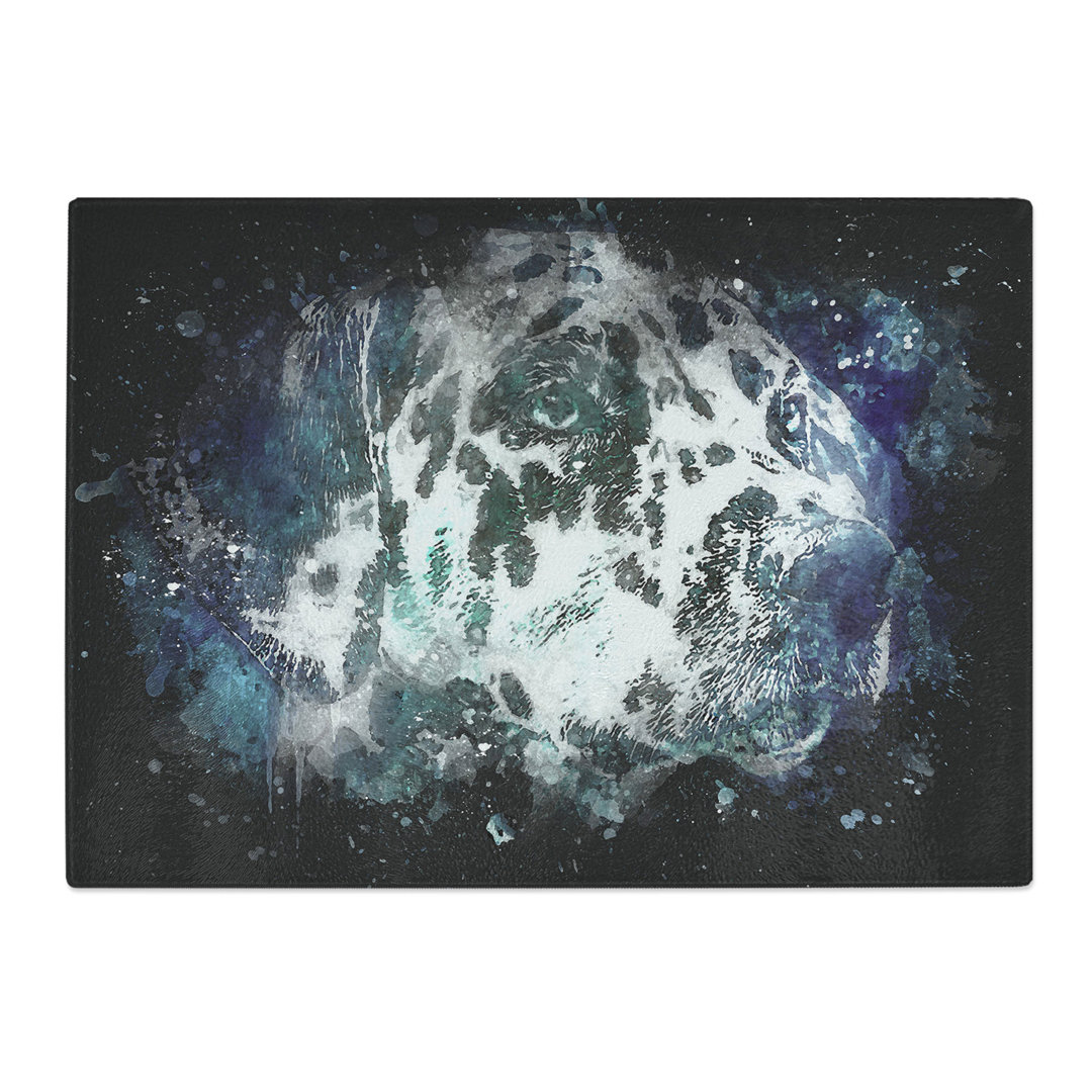 Tempered Glass Dalmatian Dog in the Blue Chopping Board