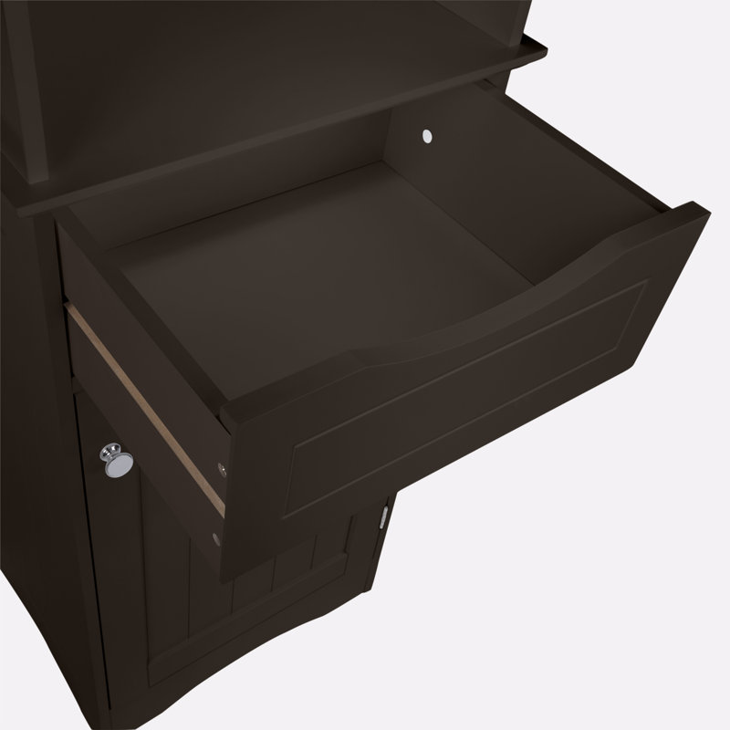 Espresso Tall Plastic Closet Cabinet with Shelves and Drawer