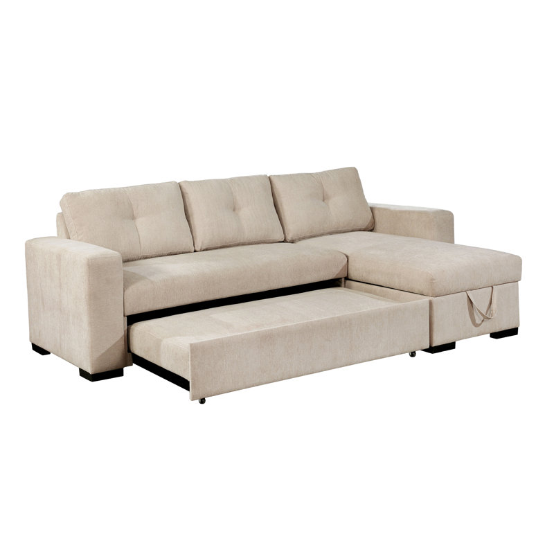 Upholstered 101 " Chenille L-Shaped Sofa Bed