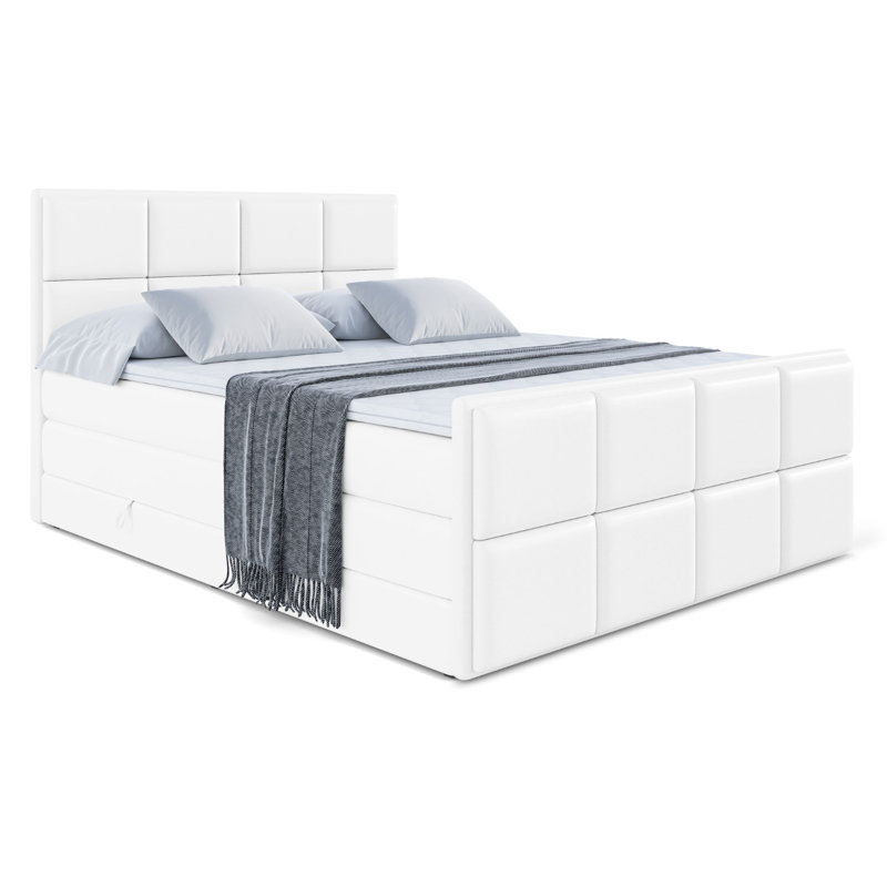 Pocket Spring Mattress Divan Bed Set, 160cm W x 200cm L, White