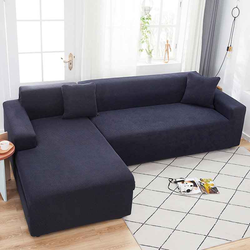 Housse pour canapé en jacquard Spandex, Bleu marine, H 40 po x l 72 po x P 40 po