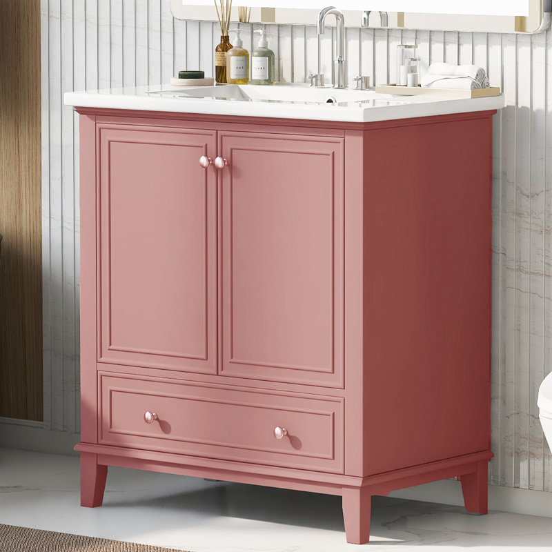 Meuble-lavabo simple 30 po avec comptoir en céramique, Gris