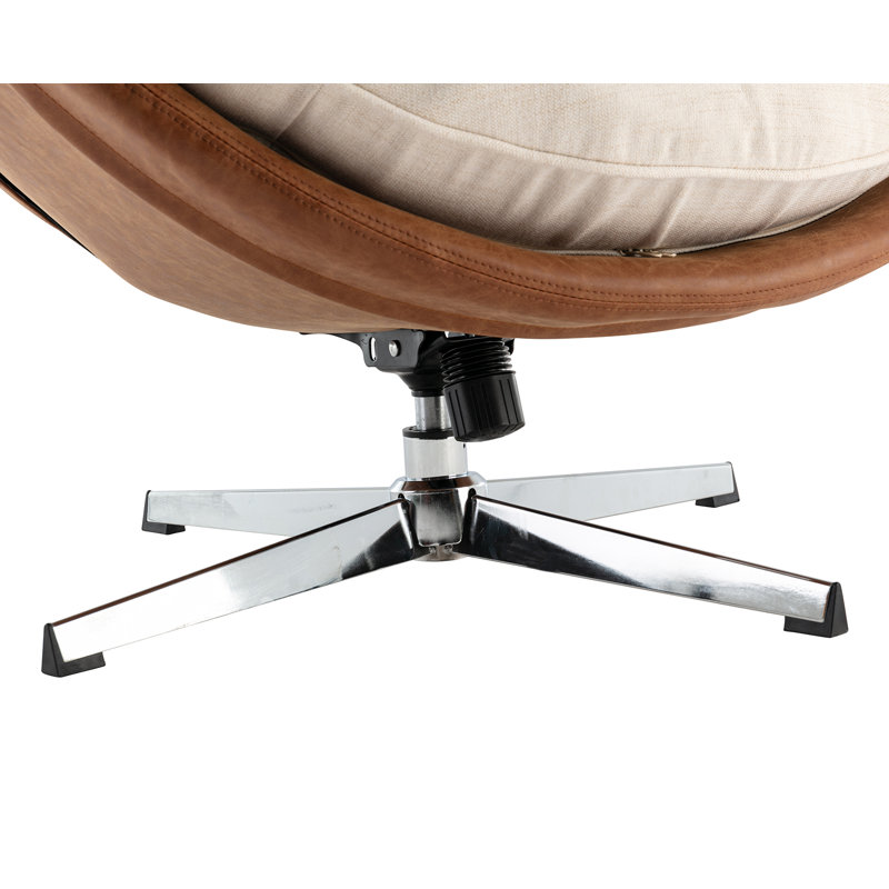 Chaise longue pivotante de 33,5 po Dodea, 100 % polyester beige