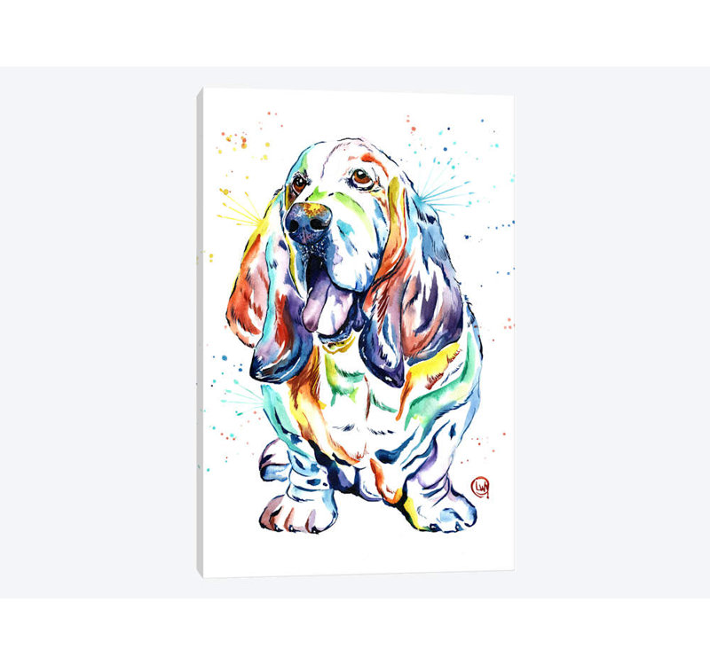 «Basset Hound Berry» par Lisa Whitehouse, impression sur toile, H 12 po x l 8 po x P 0,75 po, Toile tendue, Pas de tapis