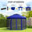 13' X 13' Pop Up Gazebo, Hexagonal Canopy Shelter With 6 Zippered Mesh Netting, Event Tent With Strong Steel Frame For Patio Backyard Garden Wedding Party, Dark Blue And Black