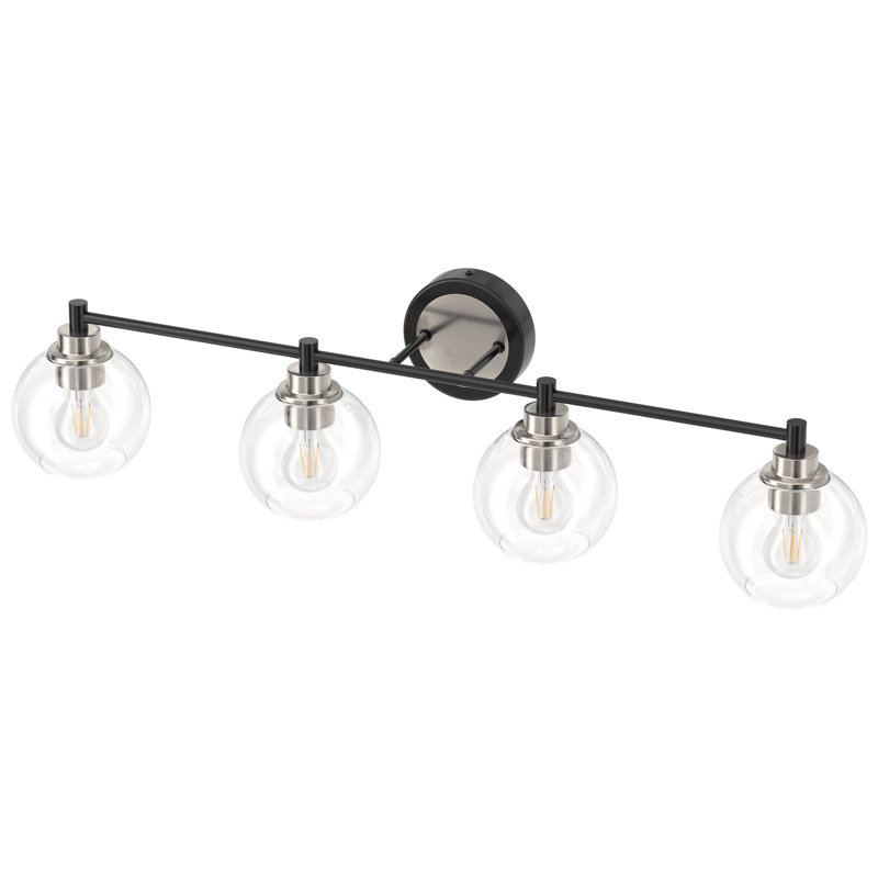 Shelburn Dimmable Vanity Light, Matte Black/Brushed Nickel, 4
