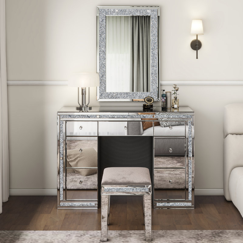 Mariaha Mirrored Vanity Table 7-Drawer