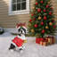 Statue de Noël terrier de Boston, figurine de chien des Fêtes en tenue de père Noël