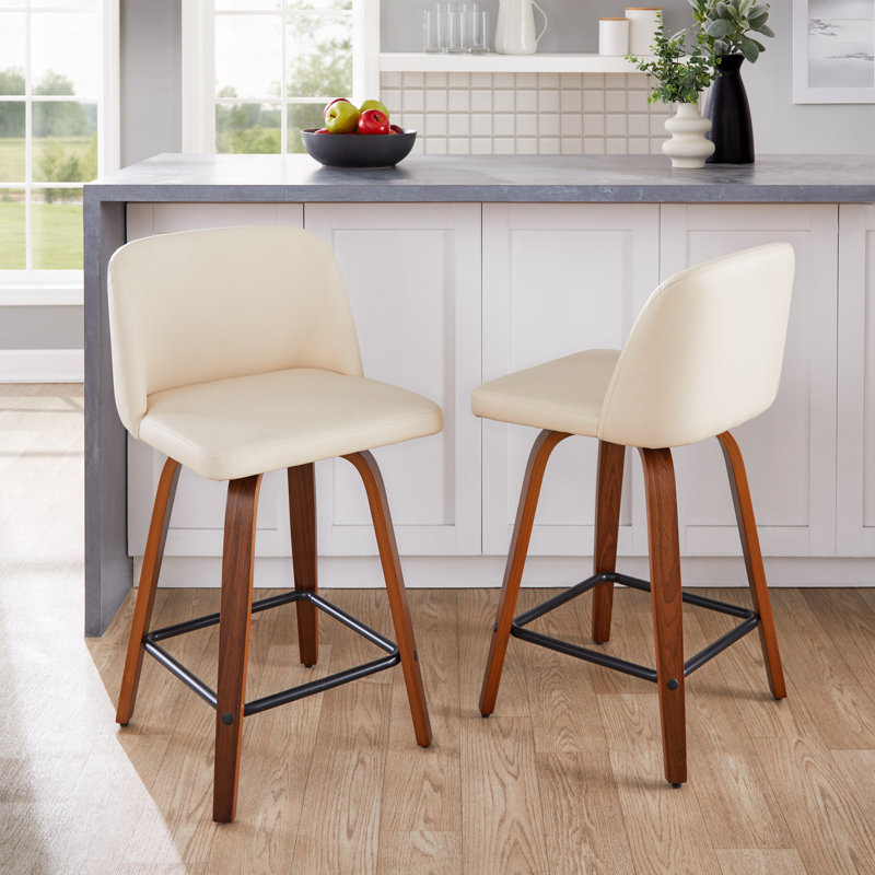 Lakyia Swivel Upholstered Counter Stool, Walnut/Black