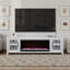 Meuble télé 82 po avec portes en verre Haven pour téléviseur de 90 po ou moins, assemblage minimal, finition blanche-2001062033-2003979424