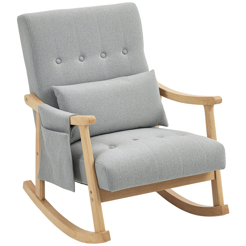 Polyester Rocking Chair, Light Grey, Natural
