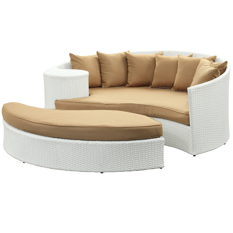 Lit de jour pour patio Modway, Moka, Blanc