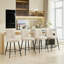 Ensemble de 2 chaises de bar réglables à pieds de fer réglables en velours beige-423273595