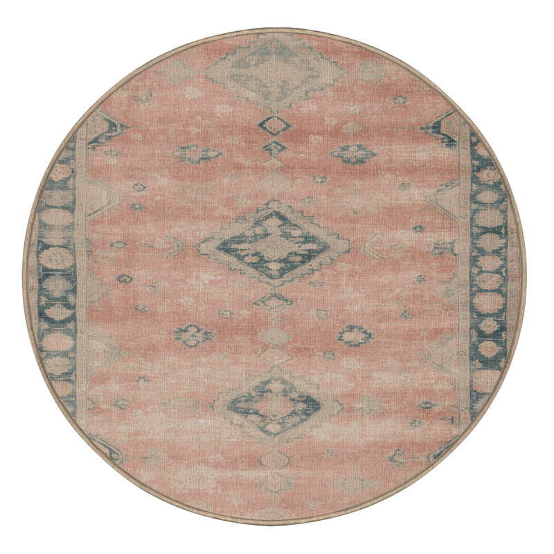 Tapis beige surteint lavable à la machine, Rond 3 pi
