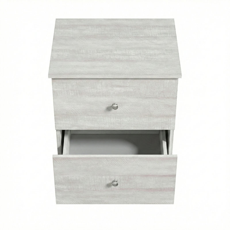 Blaklee Modern 23.7" 2-Drawer Nightstand, Dusty Gray Oak, Individual