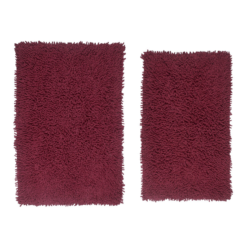 Ensemble de tapis pour salle de bain rectangulaire 100% coton 2 pièces Hearns (ensemble de 3), Rouge