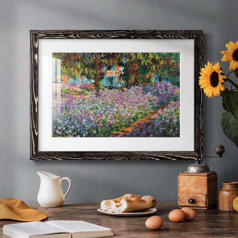 Iris in Monet's Garden, 1900 03 - Reproduction encadrée rustique avec tableau mat, Noir, H 18 po x l 26 po x P 1,5 po