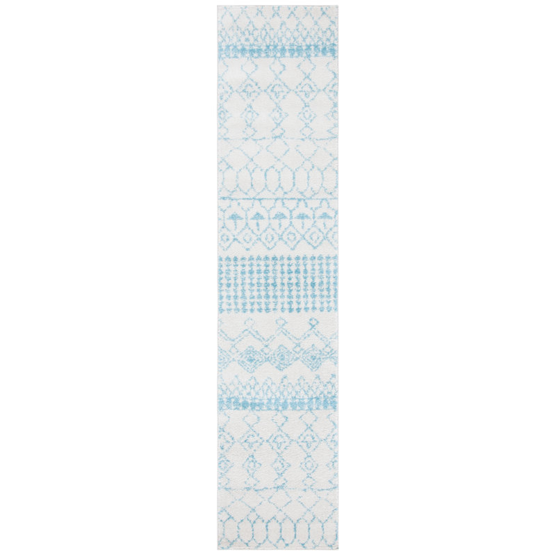 Tapis ivoire / turquoise Stutz Southwestern, Tapis de couloir 2 pi x 9 pi