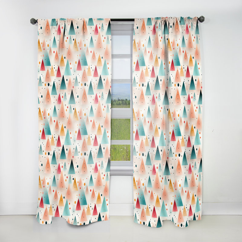 Tissu triangles de couleur pastel - Rideau moderne - Velours obscurcissant - 1 panneau, L 52 po x L 90 po
