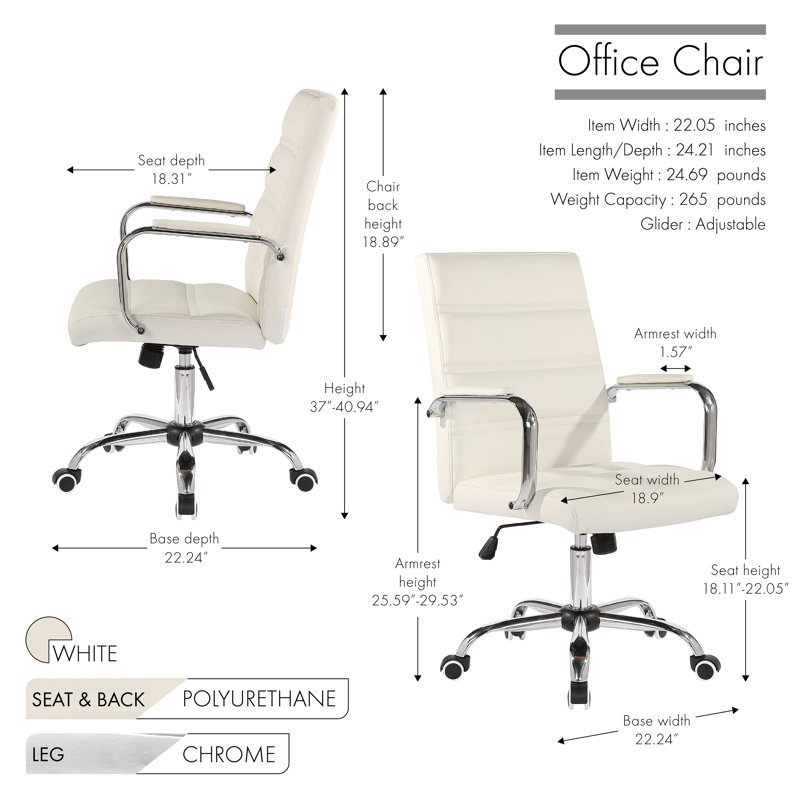 Yemina Task Chair, White