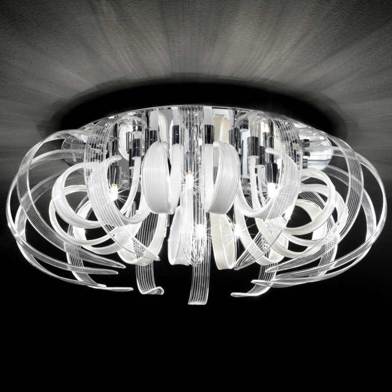 Willett Acrylic Flush Mount, White and smoke