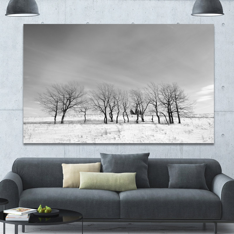 «Black and White Trees in Winter», reproduction de photo sur toile tendue, H 40 po x l 60 po x P 1,5 po