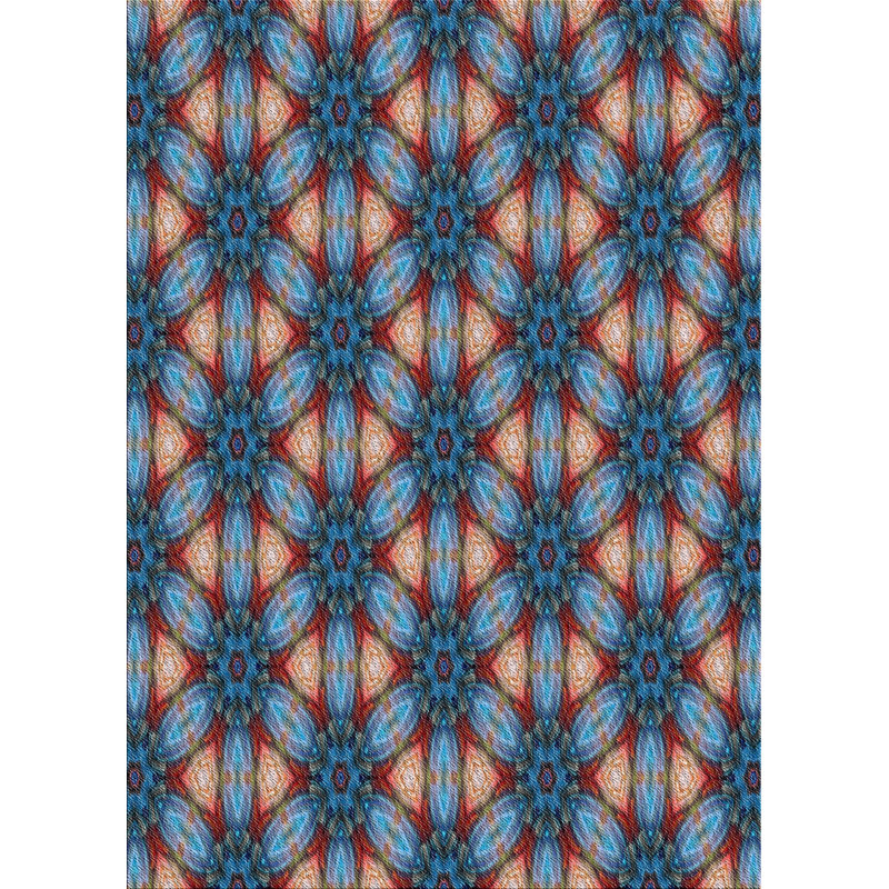 Tapis bleu/rouge tissé à la machine, Rectangle 5 pi x 7 pi