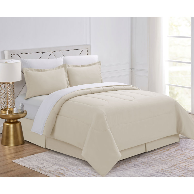 Ensemble de lit dans un sac léger - Basics by Wayfair ™, Édredon grand et 7 pièces supplémentaires, Lait de coco