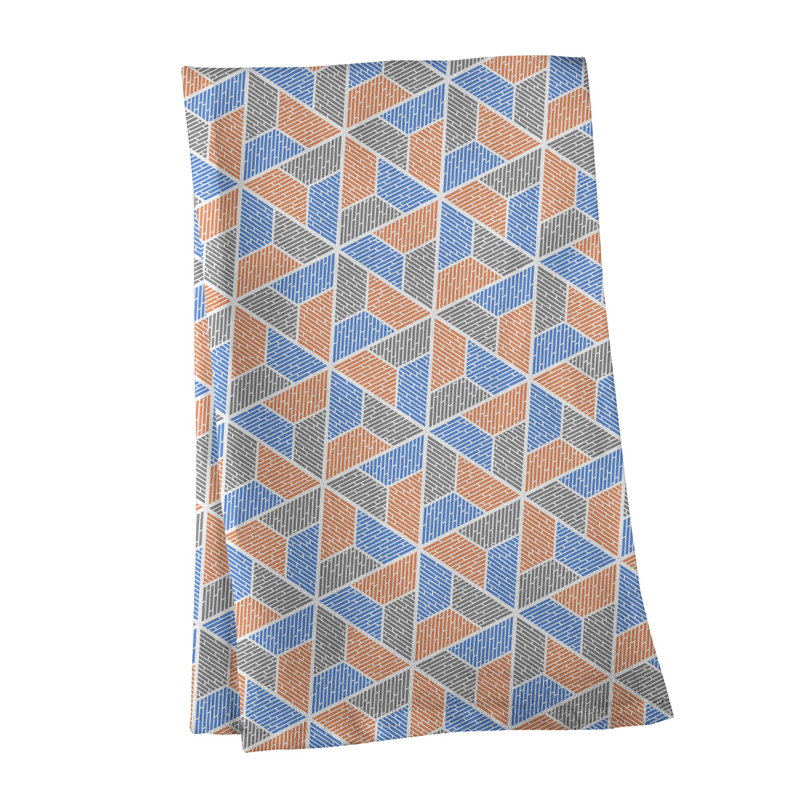Tea Towel Kitchen Towel, Cotton Twill, Brown/Blue/Orange