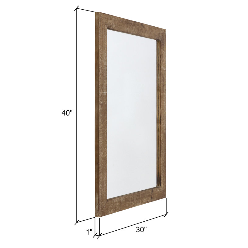 Tiege Rectangular Wood Farmhouse Wall Mirror, 40" H x 30" W x 1" D, Nutmeg