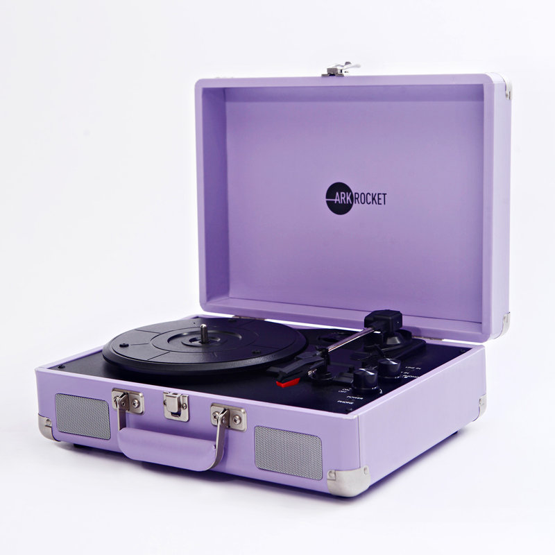 Valise tourne-disque Bluetooth à 3 vitesses avec haut-parleurs intégrés Arkrocket Curiosity, Lavender