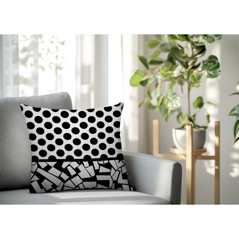 Oreiller carré réversible intérieur / extérieur Miva, Carré 16 po, Noir