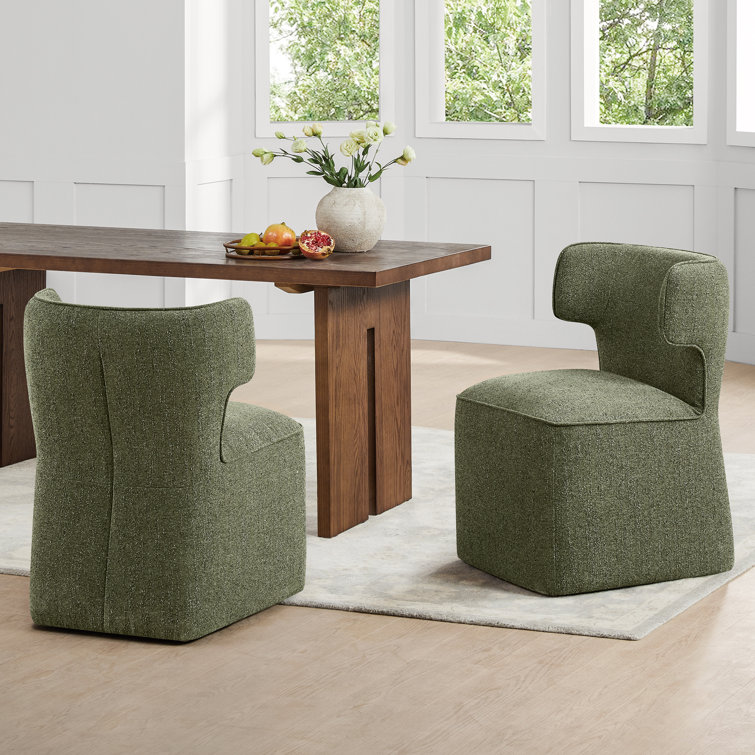 Upholstered Chair With Casters Vivora Upholstered Vegan Leather